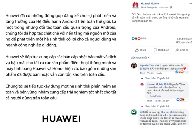 Fanpage của Huawei