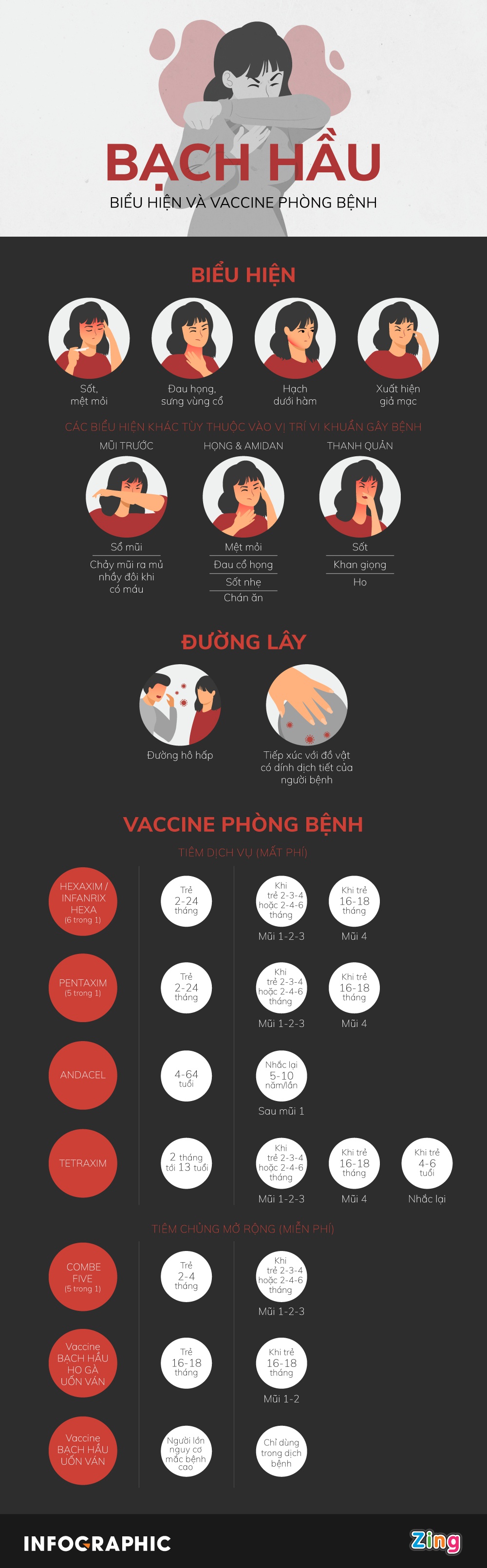 [Infographics] Dấu hiệu bệnh và những vaccine giúp phòng bạch hầu - Ảnh 1