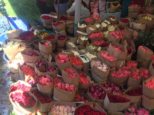 Hoa hồng v&agrave; c&aacute;c loại hoa kh&aacute;c được nhập về chợ hoa Hồ Thị Kỷ để b&aacute;n sỉ nhưng rất &iacute;t cửa h&agrave;ng đến mua.