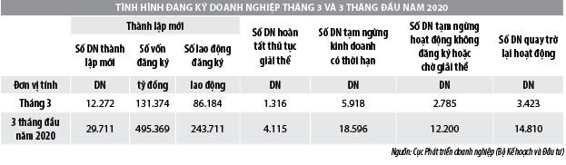 Số liệu đăng ký doanh nghiệp và thu hút đầu tư trực tiếp nước ngoài vào Việt Nam tháng 3/2020 - Ảnh 1