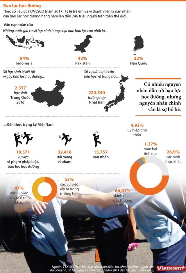 [Infographics] Bạo lực học đường - Vấn đề nan giải trên toàn cầu - Ảnh 1