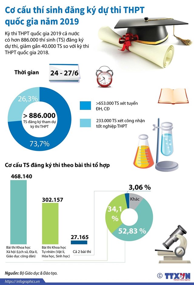 [Infographics] Cơ cấu thí sinh đăng ký dự thi THPT quốc gia năm 2019 - Ảnh 1