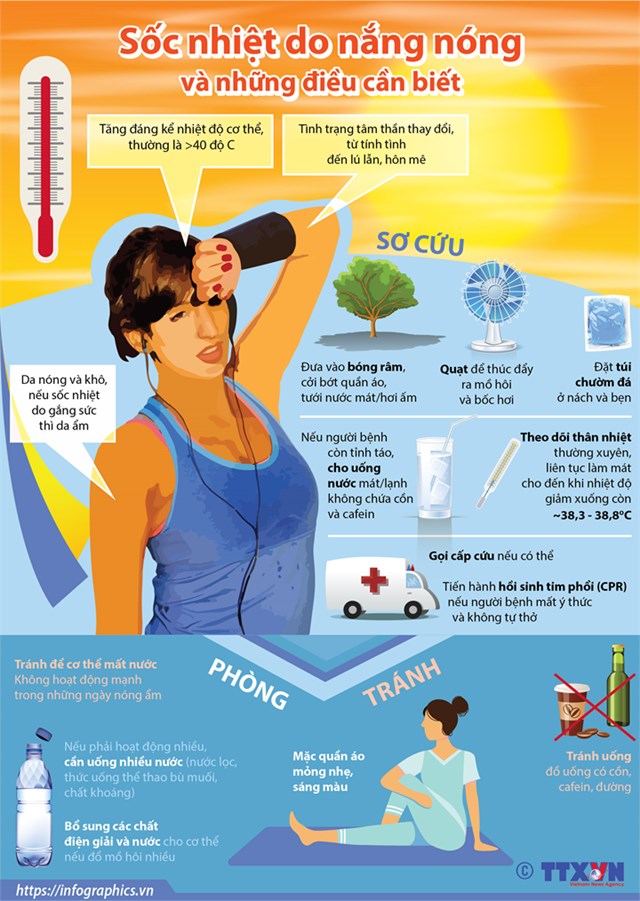 [Infographics] Sốc nhiệt do nắng nóng và những điều cần biết - Ảnh 1