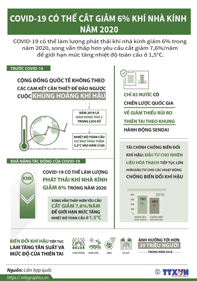 [Infographics] COVID-19 có thể làm giảm tới 6% lượng khí nhà kính - Ảnh 1