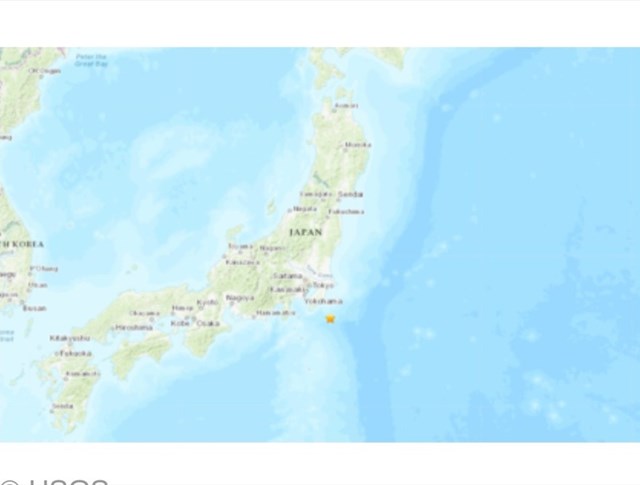 Động đất xảy ra ở độ s&acirc;u 59,6km v&agrave; c&oacute; t&acirc;m chấn c&aacute;ch Katsuura, tỉnh Chiba khoảng 55km về ph&iacute;a nam đ&ocirc;ng nam. (T&acirc;m chấn của trận động đất được đ&aacute;nh dấu bằng h&igrave;nh ng&ocirc;i sao)
