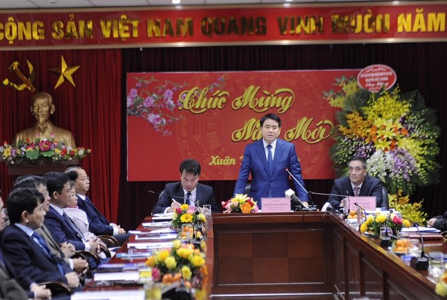 &Ocirc;ng Nguyễn Đức Chung - Chủ tịch UBND TP. H&agrave; Nội ph&aacute;t biểu tại Cục Thuế H&agrave; Nội.