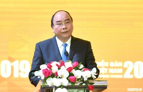 Thủ tướng Nguyễn Xuân Phúc phát biểu tại phiên đối thoại. 