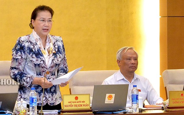 Chủ tịch Quốc hội Nguyễn Thị Kim Ngân phát biểu khai mạc phiên họp 34 Uỷ ban Thường vụ Quốc hội. 