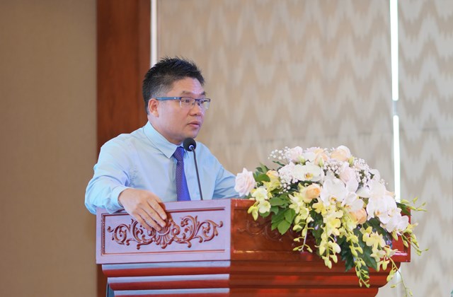 &Ocirc;ng Nguyễn Th&agrave;nh Long, Chủ tịch Hội đồng Quản trị HNX ph&aacute;t biểu tại Hội nghị.