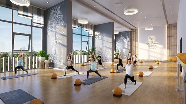 Phòng tập yoga đem đến một không gian thanh tịnh và an yên cho tâm hồn.