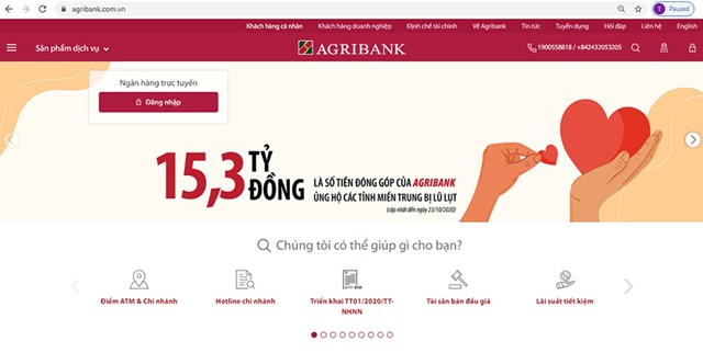 Đường link v&agrave; trang website ch&iacute;nh thức v&agrave; duy nhất của Agribank