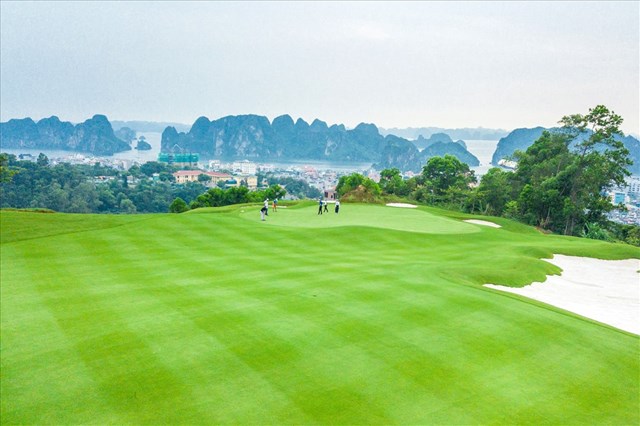 S&acirc;n FLC Ha Long Golf Club sở hữu tầm nh&igrave;n tuyệt đẹp hướng vịnh biển. Nguồn: FLC