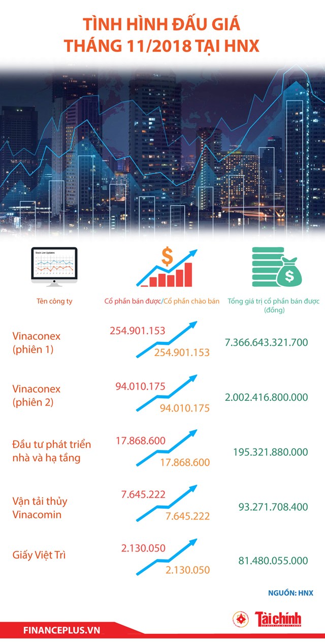 [Infographic] Tình hình đấu giá tháng 11/2018 tại HNX - Ảnh 1