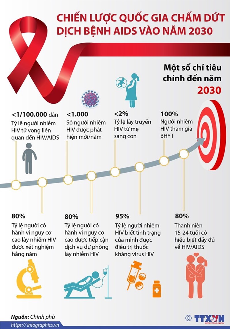[Infographics] Chiến lược Quốc gia chấm dứt dịch bệnh AIDS vào 2030 - Ảnh 1