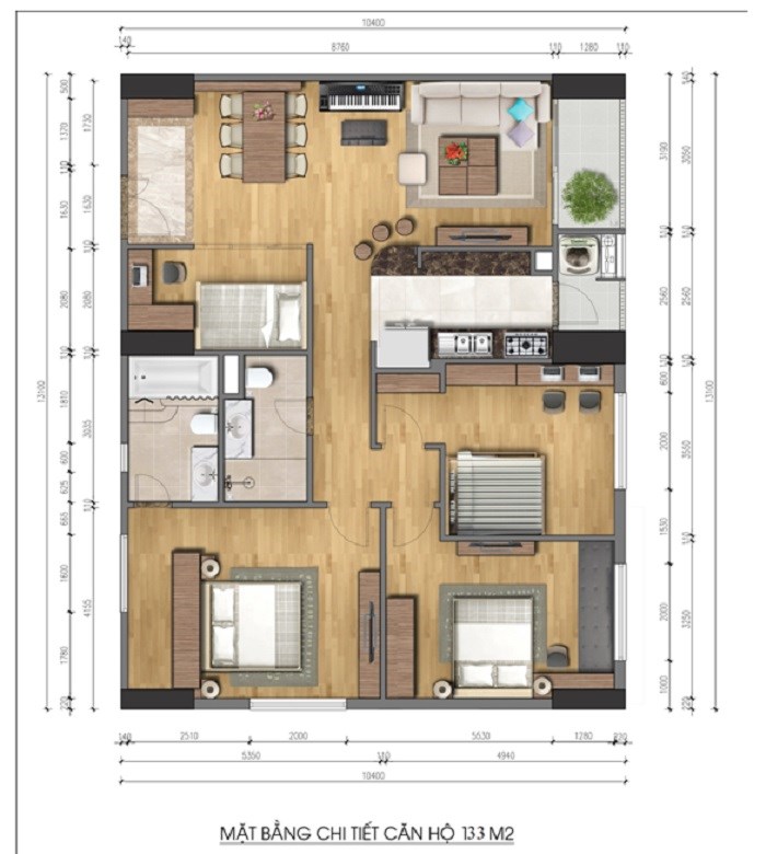 Riverside Garden đang có mức giá hấp dẫn chỉ 3,2 tỷ/căn hộ 4 phòng ngủ 133 m2.