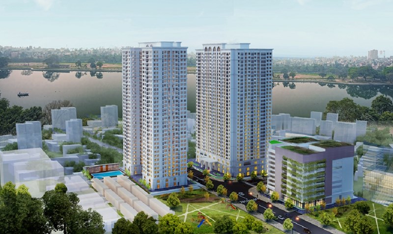 Phối cảnh căn hộ Eco-Lake View với hướng view trực diện hồ Linh Đàm