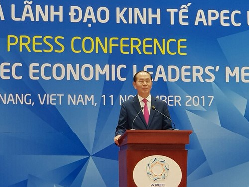 Chủ tịch nước Trần Đại Quang phát biểu tại cuộc họp báo kết thúc Tuần lễ cấp cao APEC. Nguồn: internet