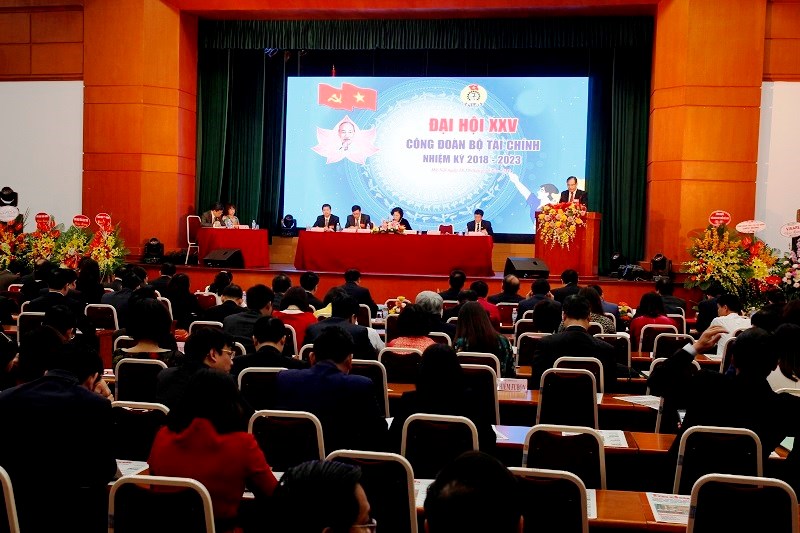 Toàn cảnh Đại hội đại biểu Công đoàn Bộ Tài chính lần thứ XXV nhiệm kỳ 2018-2023.
