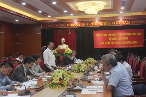 Bộ trưởng Đinh Tiến Dũng phát biểu tại cuộc làm việc với tỉnh Hòa Bình. Nguồn: internet