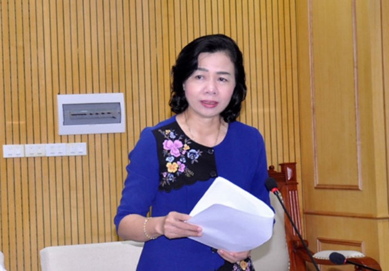 Thứ trưởng Vũ Thị Mai phát biểu tại buổi làm việc.