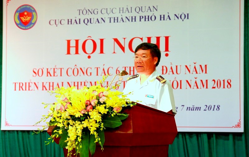 Cục trưởng Cục Hải quan TP. Hà Nội Nguyễn Văn Trường phát biểu tại Hội nghị.