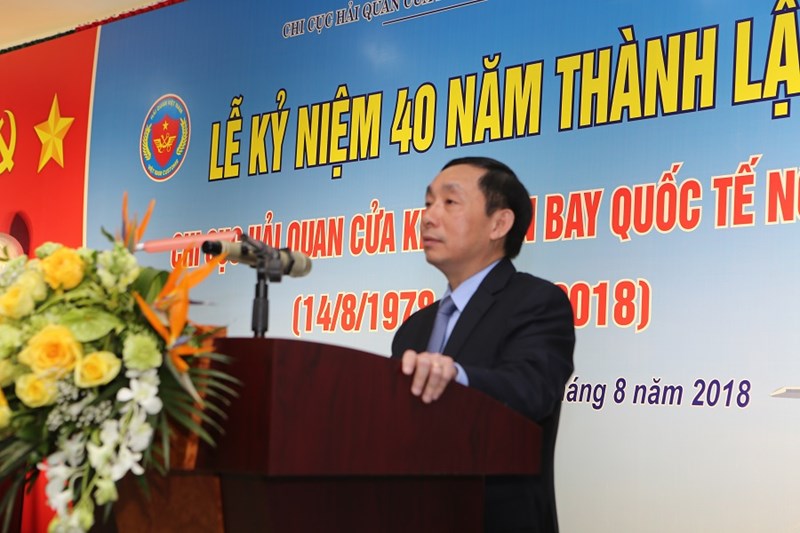 Phó Tổng cục trưởng Tổng cục Hải quan Hoàng Việt Cường phát biểu tại buổi lễ.