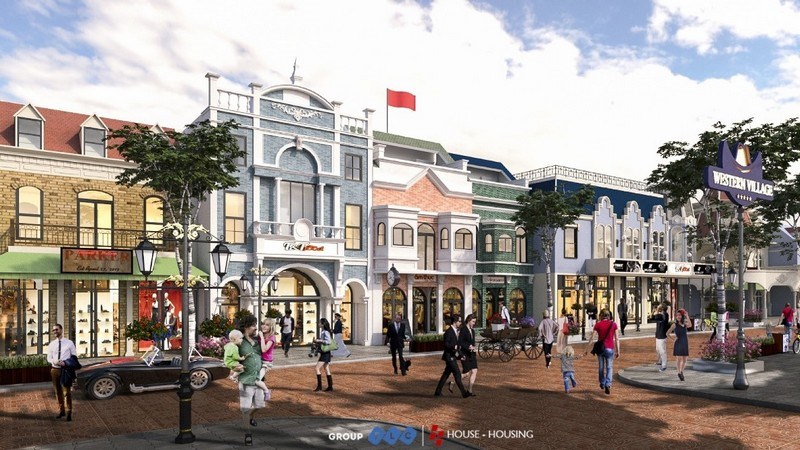 Khu nhà phố thương mại Western Village sôi động và phóng khoáng mang âm hưởng cuộc sống nơi miền Tây nước Mỹ.