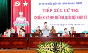 Chủ tịch Quốc hội Vương Đình Huệ  tiếp xúc cử tri huyện Tiên Lãng, TP. Hải Phòng