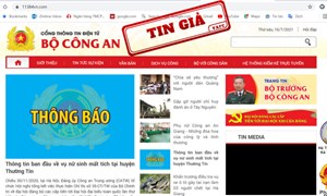Website giả mạo Cổng thông tin điện tử Bộ công an