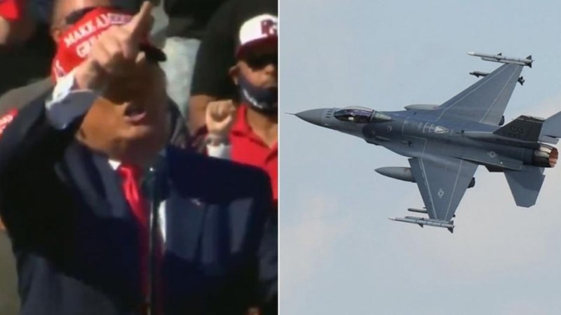 [Video] Tiêm kích F-16 bắn pháo sáng gần nơi ông Trump vận động tranh cử