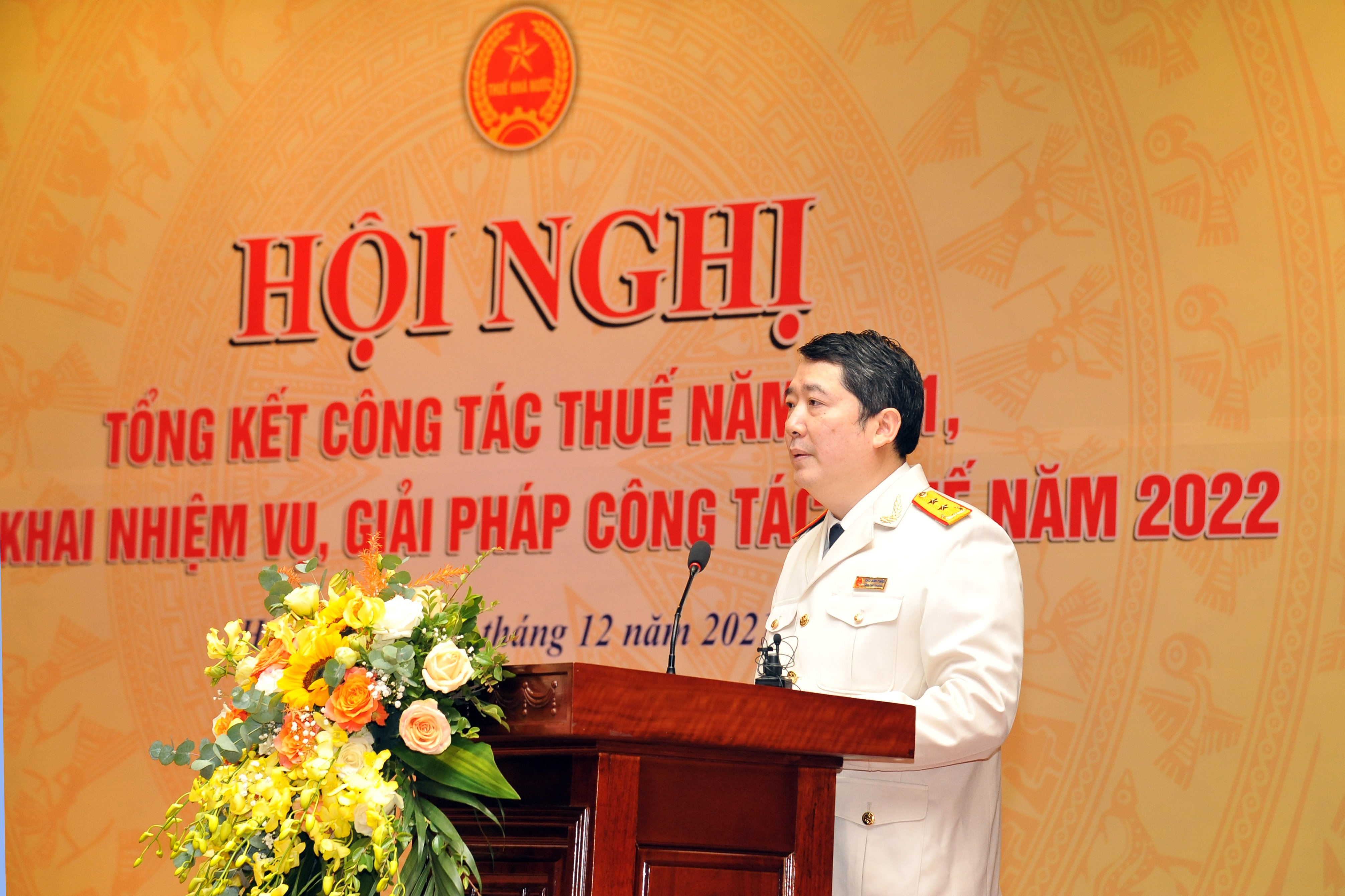 Tổng cục trưởng Tổng&nbsp;cục&nbsp;Thuế&nbsp;Cao Anh Tuấn ph&aacute;t biểu khai mạc Hội nghị.