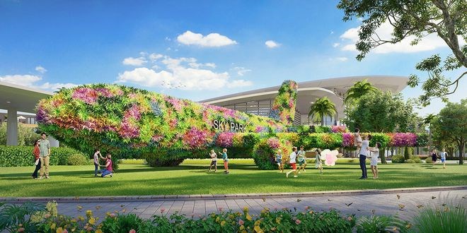 M&ocirc; h&igrave;nh m&aacute;y bay hoa trước nh&agrave; điều h&agrave;nh nằm trong khu c&ocirc;ng vi&ecirc;n trung t&acirc;m Gem Sky Park 3 ha dự kiến đưa v&agrave;o kh&aacute;nh th&agrave;nh v&agrave;o qu&yacute; 1/2021. Ảnh Đất Xanh
