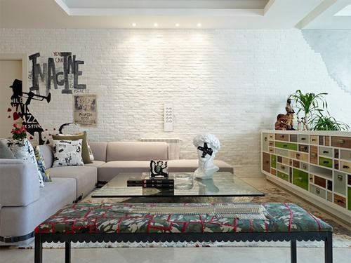 Phòng khách nổi bật với tường gạch trắng - Ảnh 15