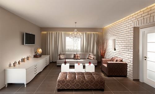 Phòng khách nổi bật với tường gạch trắng - Ảnh 5
