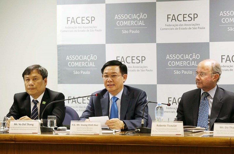 Phó Thủ tướng Vương Đình Huệ dự Diễn đàn Thương mại-Đầu tư Việt Nam-Brazil. Ảnh: VGP/Thành Chung 